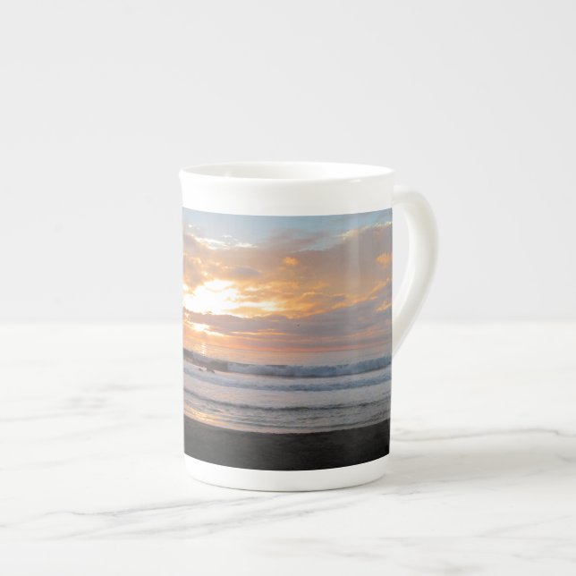 Sun Sets on Snoozing Elephant Seals Bone China Mug (Front Right)