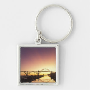 Sun setting behind the Newport Bridge, Oregon Key Ring