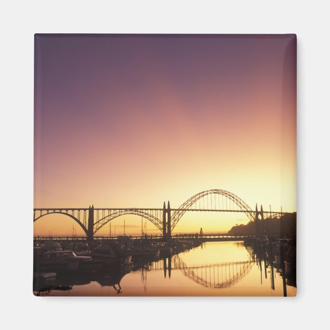 Sun setting behind the Newport Bridge, Oregon Magnet (Front)