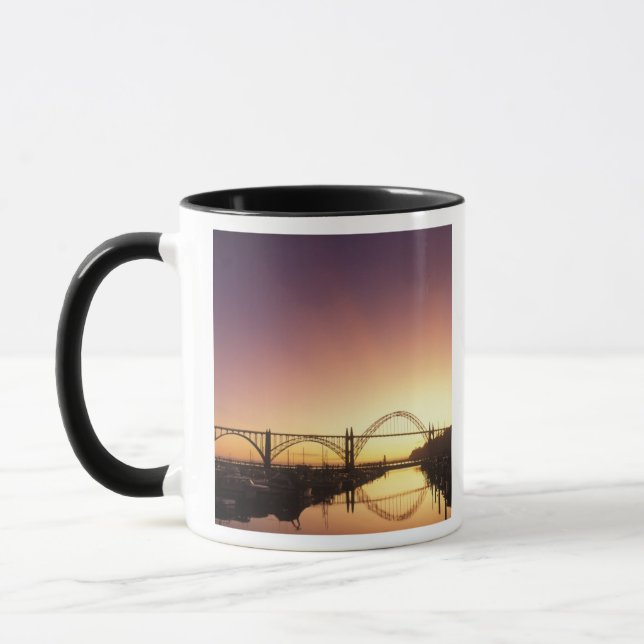 Sun setting behind the Newport Bridge, Oregon Mug (Left)