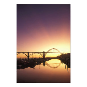 Sun setting behind the Newport Bridge, Oregon Photo Print