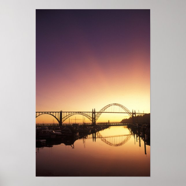 Sun setting behind the Newport Bridge, Oregon Poster (Front)