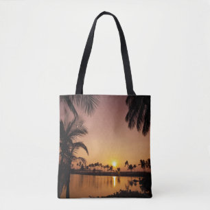 Sun setting on Anaeho'omalu Bay, Big Island Tote Bag