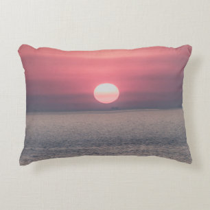 SUN SETTING ON OCEAN HORIZON DECORATIVE CUSHION