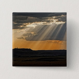 Sun setting on the Masai Mara. 15 Cm Square Badge
