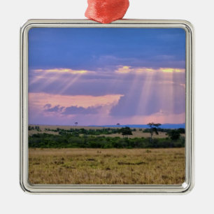 Sun setting on the Masai Mara. Metal Tree Decoration