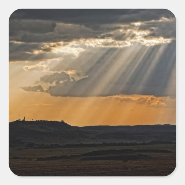 Sun setting on the Masai Mara. Square Sticker (Front)