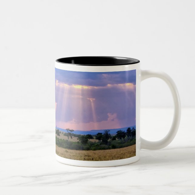 Sun setting on the Masai Mara. Two-Tone Coffee Mug (Right)