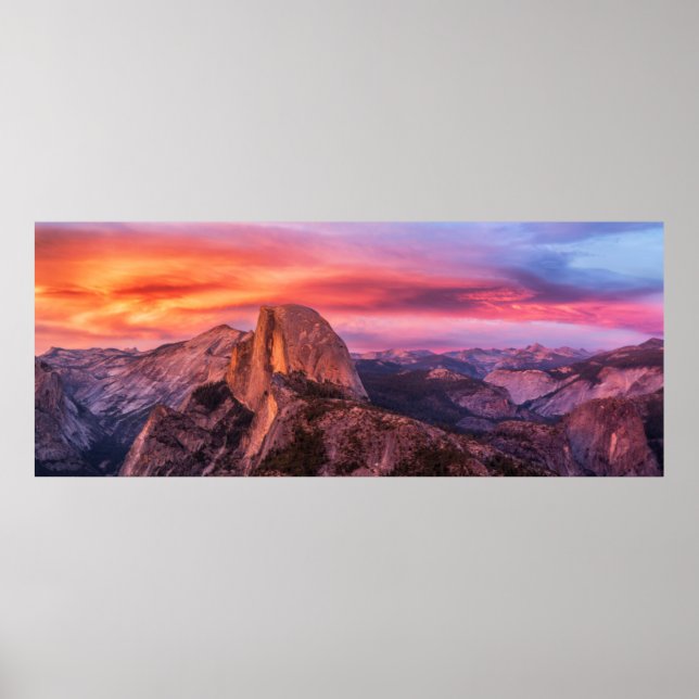 Sun Setting over A Rocky Landscape Poster (Front)