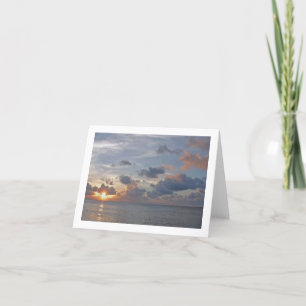 SUN SETTING OVER CARIBBEAN, BEAUTIFUL CLOUDS CARD