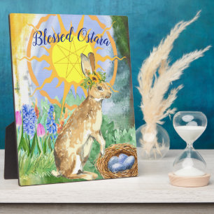 Sun Shine Ostara Rabbit Wiccan Altar Plaque