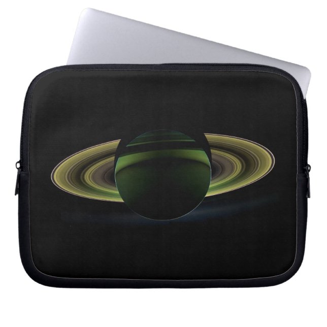 Sun Shining Behind Planet Saturn Casting a Shadow Laptop Sleeve (Front)