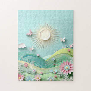 Sun Shining Over The Valley Jigsaw Puzzle
