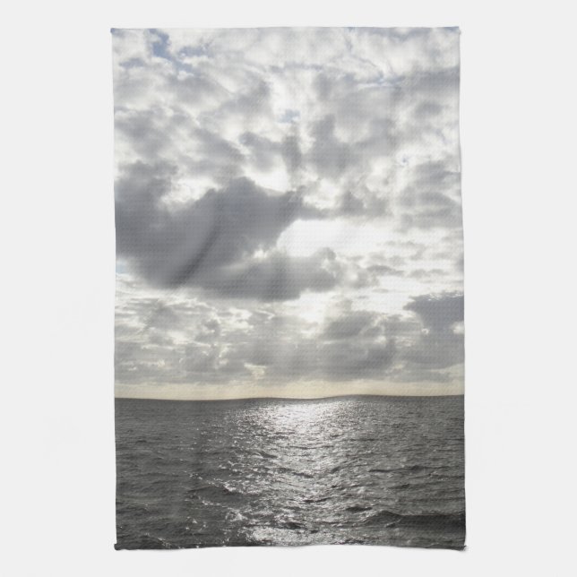 Sun Shining Through Clouds Tea Towel (Vertical)