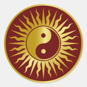 Sun Sign Yi Yang Design Classic Round Sticker