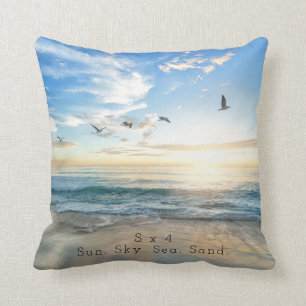 Sun. Sky. Sea. Sand. Beach Scene Cushion