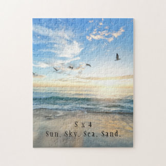 Sun. Sky. Sea. Sand. Beach Scene Jigsaw Puzzle