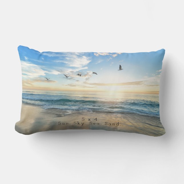 Sun. Sky. Sea. Sand. Beach Scene Lumbar Cushion (Front)