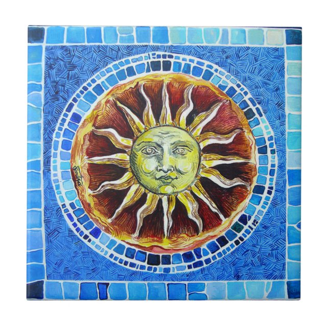 "Sun"- Small Ceramic Photo Tile (4.25" x 4.25") (Front)