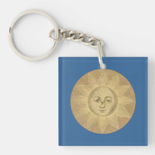 Sun - Solar Detail from Antique Map circa 1780 Key Ring
