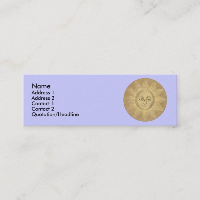 Sun - Solar Detail from Antique Map circa 1780 Mini Business Card (Front)