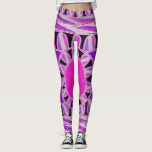 SUN SOLAR ENERGY Abstract Geometric Pink,White Leggings