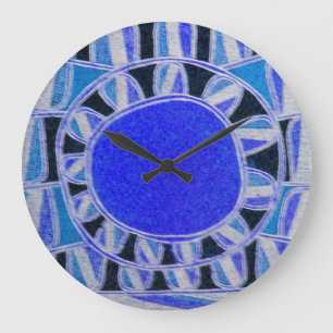 SUN SOLAR ENERGY Blue White Black Large Clock