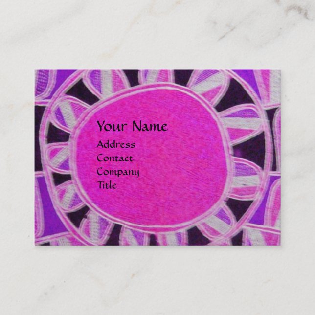 SUN SOLAR ENERGY MONOGRAM pink fuchsia black Business Card (Front)