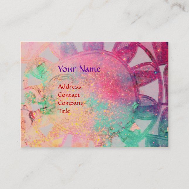 SUN SOLAR ENERGY MONOGRAM pink fuchsia black Business Card (Front)