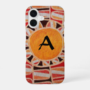 SUN SOLAR ENERGY MONOGRAM yellow orange red black iPhone 16 Case