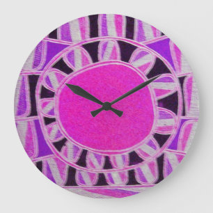 SUN SOLAR ENERGY Pink Purple Fuchsia White Black Large Clock
