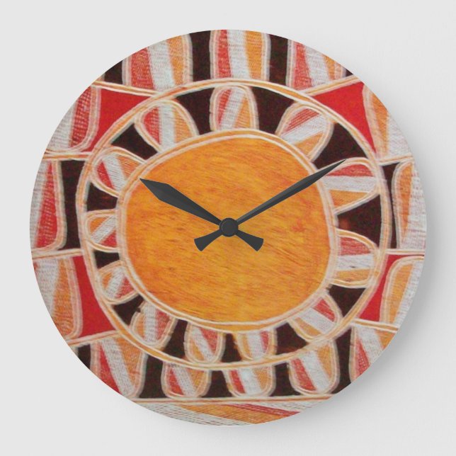 SUN SOLAR ENERGY yellow orange red black Large Clock (Front)