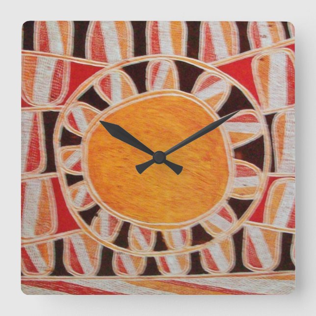 SUN SOLAR ENERGY yellow orange red black Square Wall Clock (Front)