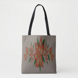 Sun splash orange floral design tote bag