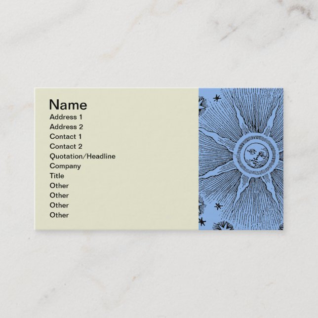 Sun Stars Antique Night Sky Mediaeval Zodiac Business Card (Front)