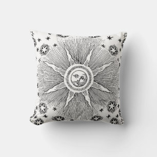Sun Stars Antique Night Sky Mediaeval Zodiac Cushion