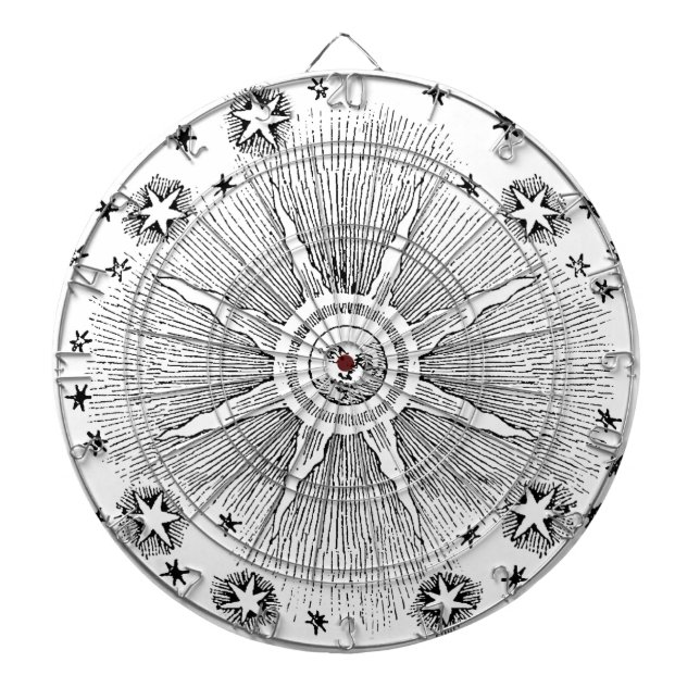 Sun Stars Antique Night Sky Mediaeval Zodiac Dartboard (Front)