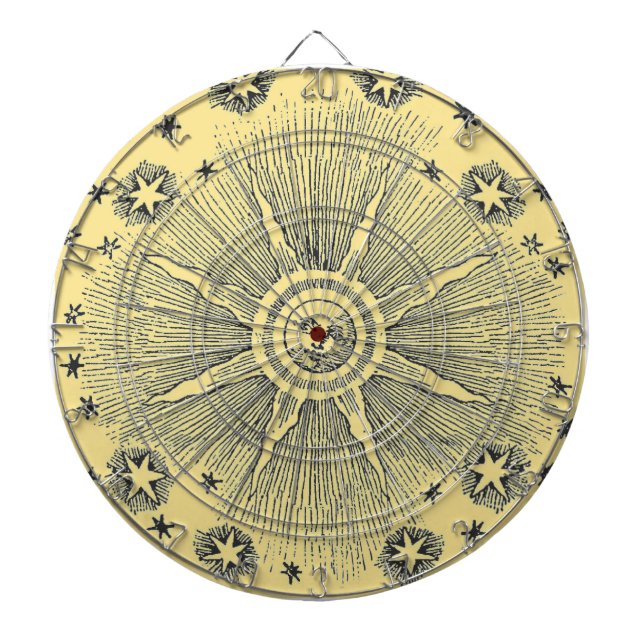 Sun Stars Antique Night Sky Mediaeval Zodiac Dartboard (Front)