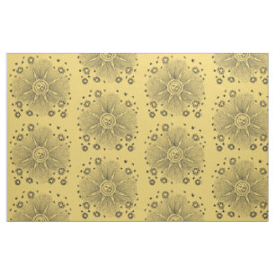 Sun Stars Antique Night Sky Mediaeval Zodiac Fabric
