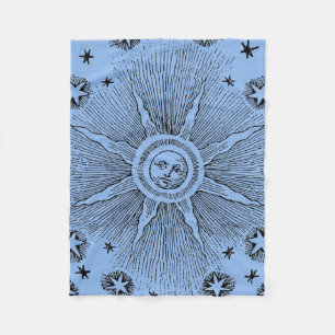 Sun Stars Antique Night Sky Mediaeval Zodiac Fleece Blanket