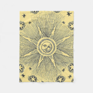 Sun Stars Antique Night Sky Mediaeval Zodiac Fleece Blanket