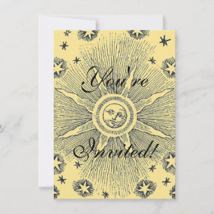 Sun Stars Antique Night Sky Mediaeval Zodiac Invitation