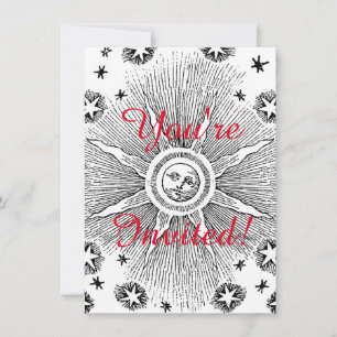 Sun Stars Antique Night Sky Mediaeval Zodiac Invitation