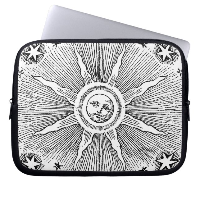 Sun Stars Antique Night Sky Mediaeval Zodiac Laptop Sleeve (Front)