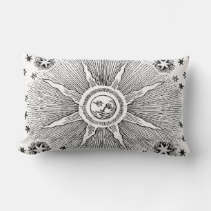 Sun Stars Antique Night Sky Mediaeval Zodiac Lumbar Cushion