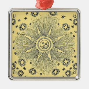 Sun Stars Antique Night Sky Mediaeval Zodiac Metal Ornament