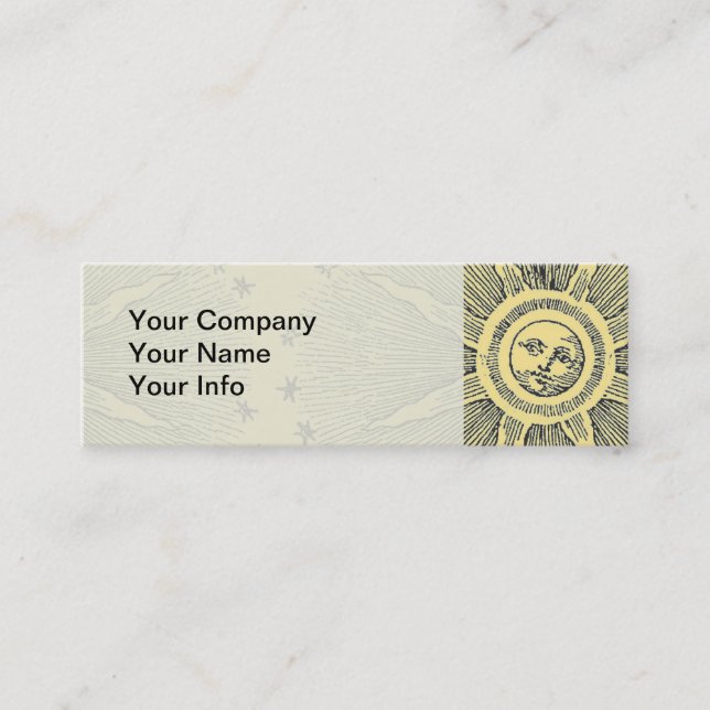 Sun Stars Antique Night Sky Mediaeval Zodiac Mini Business Card (Front)