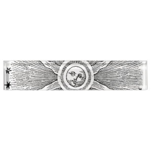 Sun Stars Antique Night Sky Mediaeval Zodiac Nameplate