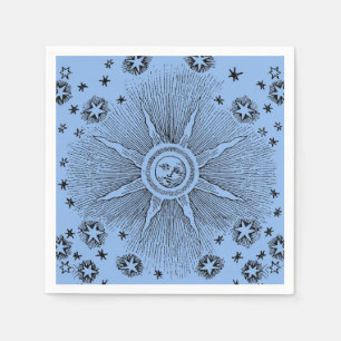 Sun Stars Antique Night Sky Mediaeval Zodiac Napkin