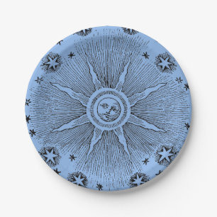 Sun Stars Antique Night Sky Mediaeval Zodiac Paper Plate
